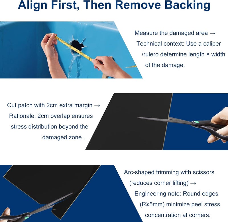 Incycall Pond Liner Repair Kit- 8.27x8.27in Butyl Rubber & HDPE Self-Adhesive Patches-Strong Adhesive Watertight Seal for DIY Pond Liner Patches,Garden Pond Cover,EPDM/HPDE Liner Seam Fix (2 PCS) - Image 4